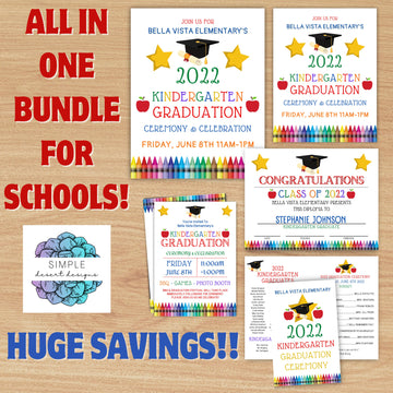 all in one graduation ceremony program invitation sign certificate diploma bundle for preschool kindergarten elementary graduation party